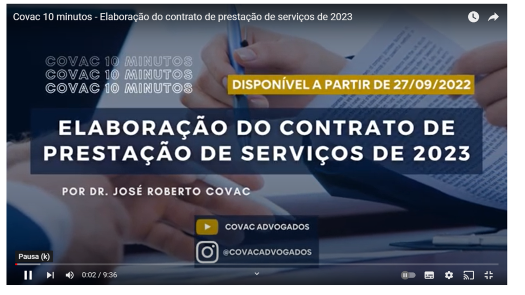 Covac 10 minutos – Elaboração do contrato de prestação de serviços de 2023