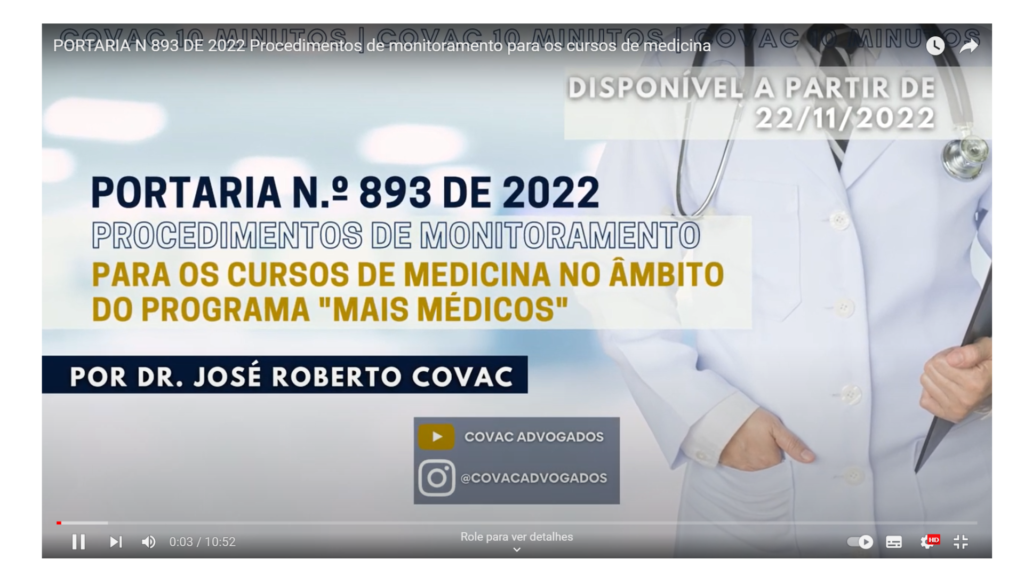 PORTARIA N 893 DE 2022 Procedimentos de monitoramento para os cursos de medicina